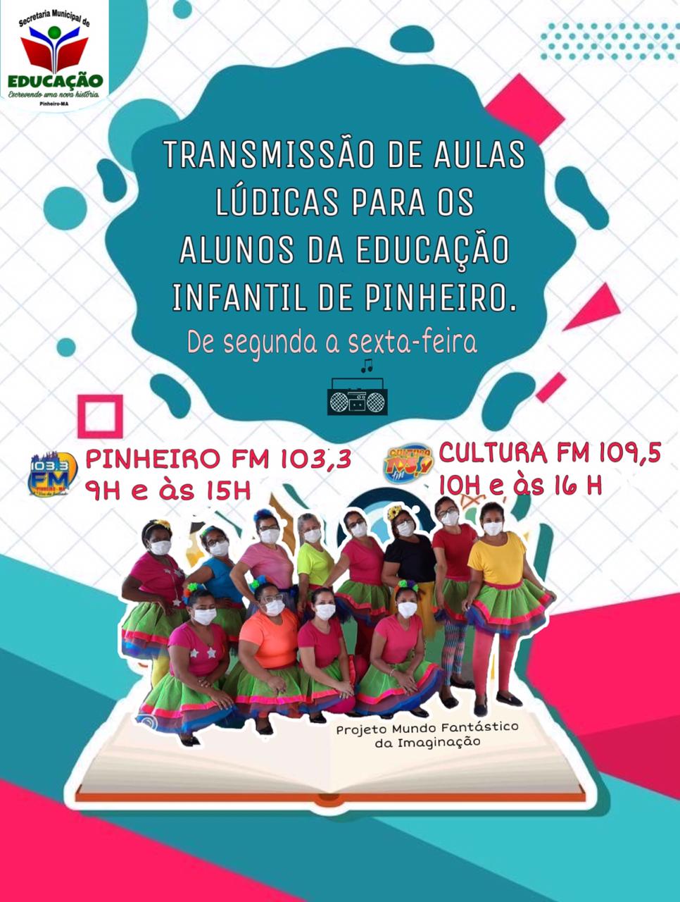 Flyer de divulgaÃ§Ã£o do programa de rÃ¡dio com professores de Pinheiro (MA)