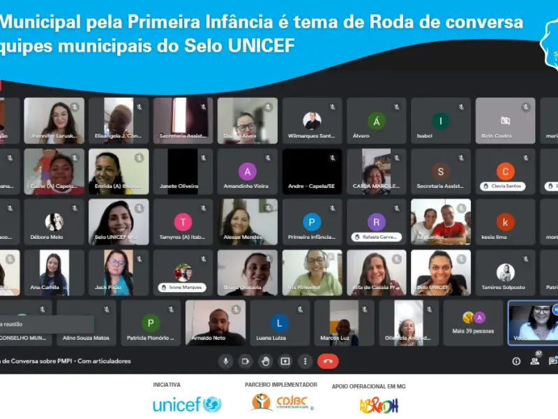 Plano Municipal pela Primeira Infância é tema de Roda de conversa com equipes municipais do Selo UNICEF