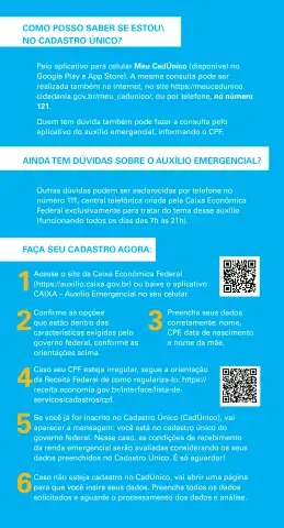 Auxílio emergencial durante a pandemia de coronavírus: estou no Cadastro Único? Como fazer?