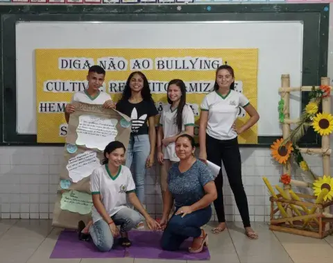 Estudantes participam de ação de promoção da saúde mental em escola de Monte Santo-TO. (Foto: Divulgação do município)